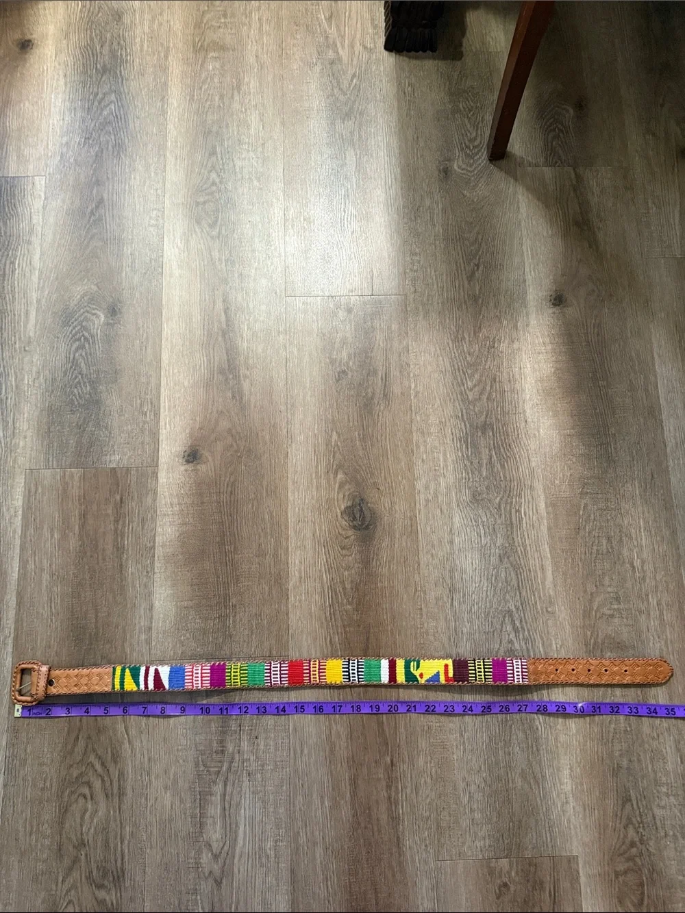 Guatemalan Multicolor Woven Leather Belt Size Medium
